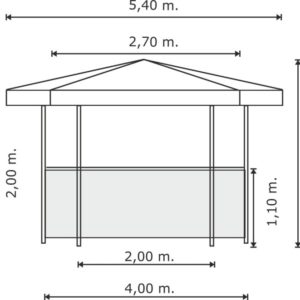 Schema-misure-chiosco-esagonale-768x661